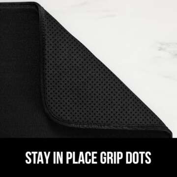 GORILLA GRIP Ultra Water Absorbent Microfiber Dish Drying Mat, 18x24, Quick Dry Thick Mesh, Slip Resistant Pad for Sink Dishes or Under Rack, Kitchen Counter Accessories, Machine Wash Mats, Black