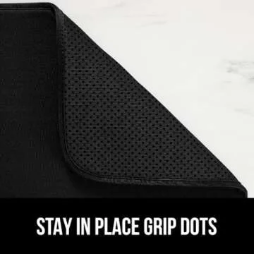 GORILLA GRIP Ultra Water Absorbent Microfiber Dish Drying Mat, 18x24, Quick Dry Thick Mesh, Slip Resistant Pad for Sink Dishes or Under Rack, Kitchen Counter Accessories, Machine Wash Mats, Black