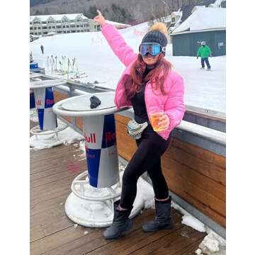 AMEBELLE Women Winter Warm Stand Collar Slim Fit Cropped Puffer Down Jacket Coats(0394-Pink-L)