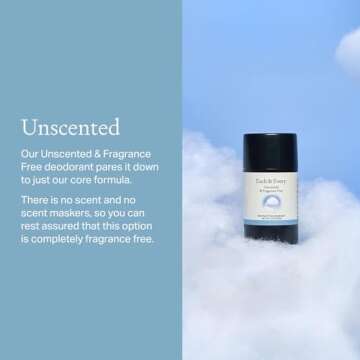 Each & Every All Natural Deodorant for Women & Men - Sensitive Skin, Plant-Based, Baking Soda & Aluminum-Free Deodorant - Clean 24 Hr Odor Control - Unscented & Fragrance Free Travel Size, 2.5oz