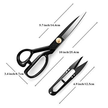 Professional 10 Inch Fabric Scissors for Crafting and Tailoring