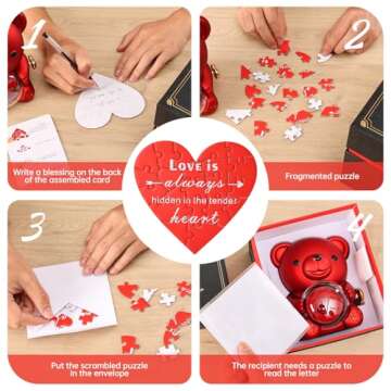 Cute Teddy Bear with Preserved Rose - A Real Rose Flower in Bear with Elegant Gift Box - Romantic Gift for Her in Valentine's Day, Mother's Day, Weddings, Anniversaries, and Bridal Showers (Red)