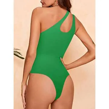 REORIA Women's Sexy One Shoulder Bodysuit for Summer Fun