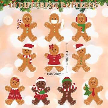 AnyDesign 10Pcs Christmas Yard Signs with Stakes - Gingerbread Man and Other Holiday Designs for Law...