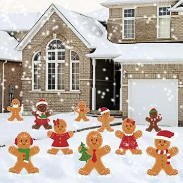 AnyDesign Christmas Yard Signs - 10 Gingerbread Designs for Yards
