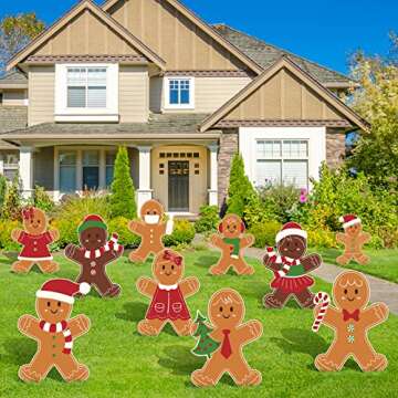 AnyDesign Christmas Yard Signs - 10 Gingerbread Designs for Yards