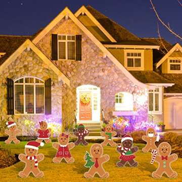 AnyDesign Christmas Yard Signs - 10 Gingerbread Designs for Yards