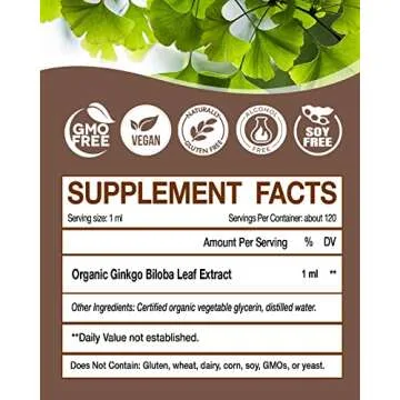 KingHealth Organic Ginkgo Biloba Extract Liquid Supplements | Brain & Focus Support, 98% Absorption,...