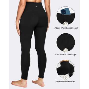 QUEENIEKE Workout Leggings for Women 27" - Ultra High Waisted Tummy Control Yoga Pants Butt Lifting Gym Training Tight (Black, Medium)