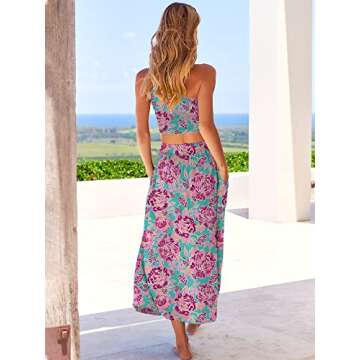 ANRABESS Women's Floral One Shoulder Two Piece Outfit Set