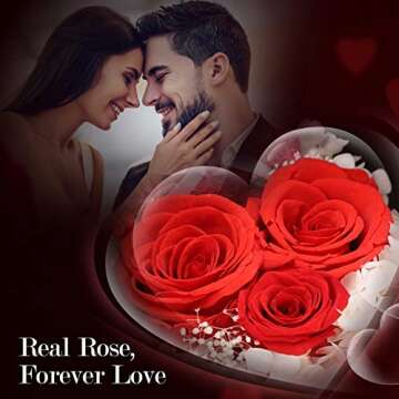 ADDWel Rose Gifts for Women - Preserved Real Roses Forever Red Flowers with I Love You in 100 Langua...