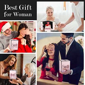 ADDWel Rose Gifts for Women - Preserved Real Roses Forever Red Flowers with I Love You in 100 Languages Necklace and Cute Moss Bear for Girlfriend Wife Mom Grandma on Birthdays, Anniversaries