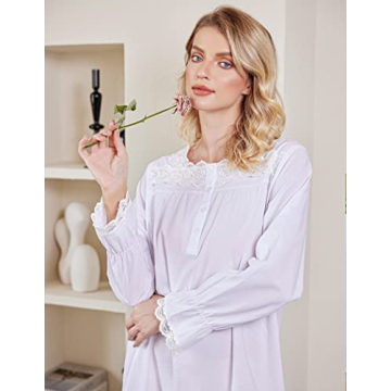 Ekouaer Victorian Cotton Nightgown - X-Large