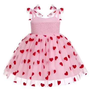 Girl Valentine's Day Outfit: Toddler Baby Girls Tutu Dress Flower Sleeveless Backless Pageant Princess Birthday Party Dresses Sequin Tulle Bowknot Cake Smash Photo Shoot Outfits Pink Heart 3-4T