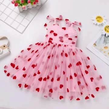 Girl Valentine's Day Outfit: Toddler Baby Girls Tutu Dress Flower Sleeveless Backless Pageant Princess Birthday Party Dresses Sequin Tulle Bowknot Cake Smash Photo Shoot Outfits Pink Heart 3-4T
