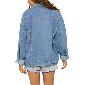 Just Quella Jean Jacket Women Oversized Blue Washed Denim Jacket (4-6,US)