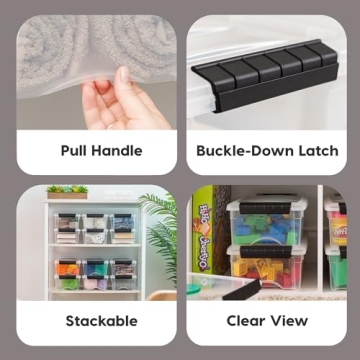 IRIS USA 6 Quart Stackable Storage Bins - 10 Pack, Clear