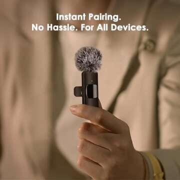 Mini Mic Pro - Wireless Microphone for iPhone, iPad, Android, Lavalier Microphone for Video Recording - 2 Pack iPhone Mic Crystal Clear Recording (for iPhone 15/16, Android)