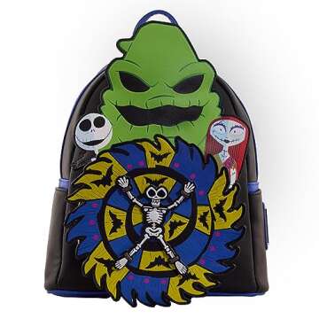 Loungefly Backpack Disney - The Nightmare Before Christmas 30th - Backpack - Disney: The Nightmare Before Christmas - Cute Collectable Bag - Gift Idea - Official Merchandise