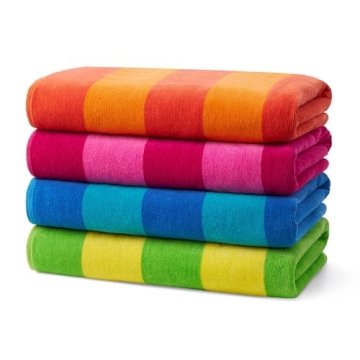 Ben Kaufman 100% Cotton Velour Towels - Absorbent & Fast Drying Beach Essential - 30" x 60" in Assor...