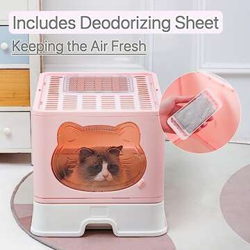 Top Entry Litter Box with Activated Carbon for Cats