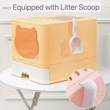 Top Entry Litter Box with Activated Carbon for Cats