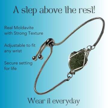 Genuine Moldavite Crystal Bracelet for Women - High Vibration for Manifestation Transformation Authentic Moldavite Bracelet Crystal | Self-Healing Moldavite Stone Christmas Gift for her (1.33 gram)