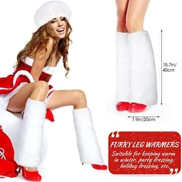 SATINIOR 3 Pieces Faux Fur Headband Set Ear Warmer Headwrap Furry Wrist Cuff Leg Warmers Boot Cuff Winter Accessories for Women Girls (White)