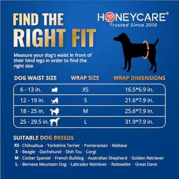 HONEY CARE Male Dog Wraps, 50 Absorbent Sizes Small