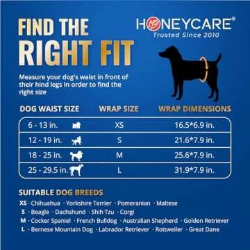 HONEY CARE Male Dog Wraps, 50 Absorbent Sizes Small