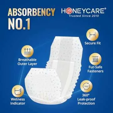 HONEY CARE Male Dog Wraps, 50 Absorbent Sizes Small