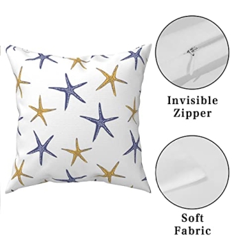 SHAPTOY Coastal Starfish Pillow Covers Set of 2 for Beach Decor