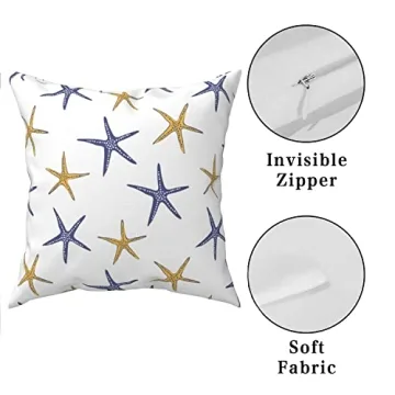 SHAPTOY Coastal Starfish Pillow Covers Set of 2 for Beach Decor