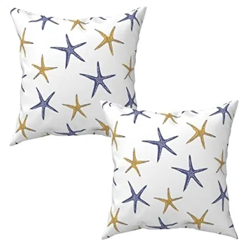 SHAPTOY Coastal Starfish Pillow Covers Set of 2 for Beach Decor
