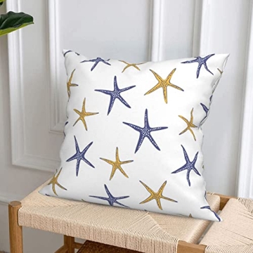 SHAPTOY Coastal Starfish Pillow Covers Set of 2 for Beach Decor