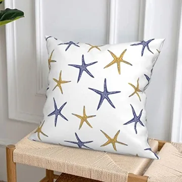 SHAPTOY Coastal Starfish Pillow Covers Set of 2 for Beach Decor