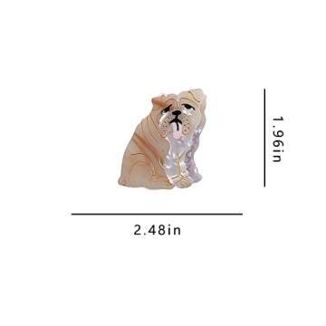 Cute Dog Hair Clips,Small Claw Clips for Girls,Acetate Hair Clips for Women,English Bulldog Claw Cli...