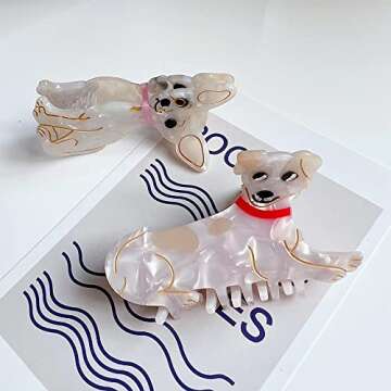 Cute Dog Hair Clips,Small Claw Clips for Girls,Acetate Hair Clips for Women,English Bulldog Claw Clip