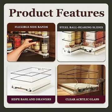 Vertical Spice Cabinet Mounted Spice Rack Drawer - Pull Out Cabinet Organizer - Cupboard Organizers & Storage - Pantry Shelves - 30 Reg. Jars, 3 Drawers, 2 Tiers (6.9" W x 10.75" H x 10.6" D, Cream)