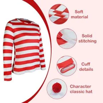 Gumyawl Adult Red and White Striped Costume for Parties