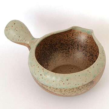 Japanese Tea KIMIKURA Matcha bowl with spout and handle/Yuzamashi water cooler for green tea -Tokoname yaki