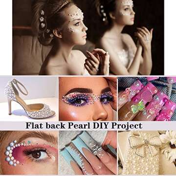 RODAKY 2000Pcs AB Silver Half Pearls for Crafts,Flatback Half Round Pearl for Nails,6 Sizes AB Silver Pearl Beads Rhinestones for Nails Art Design DIY Crafts Jewelry Making Clothe Shoes Decoration