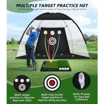 10x7ft Golf Practice Net with Dual-Turf Mat for Backyard Training