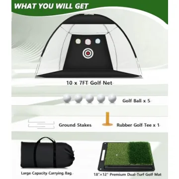 10x7ft Golf Practice Net with Dual-Turf Mat for Backyard Training