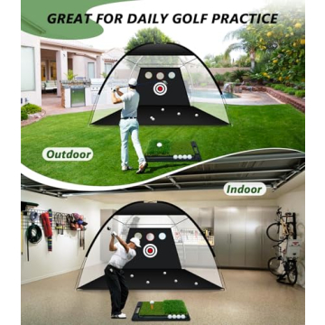 10x7ft Golf Practice Net with Dual-Turf Mat for Backyard Training