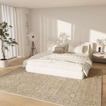 Washable 8'x10' Living Room Area Rug - Soft & Non-Slip