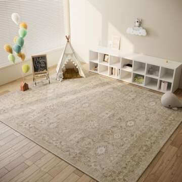 Washable 8'x10' Living Room Area Rug - Soft & Non-Slip