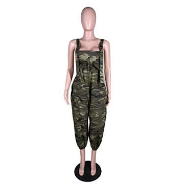 Womens Plus Size Camo Green Overalls - Stylish Comfort Jumpsuit