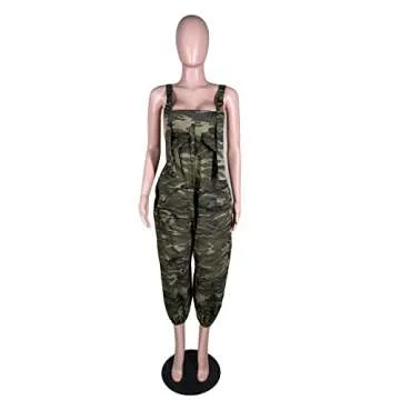 Womens Plus Size Camo Green Overalls - Stylish Comfort Jumpsuit