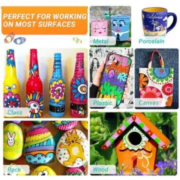 JR.WHITE Acrylic Paint Pens Paint Markers for Rock Painting, Canvas, Wood, Glass, Fabric, Metal, Plastic, Arts Crafts Easter Eggs, Pumpkin, Scrapbooking Supplies